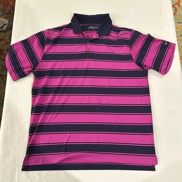 Nike‎ Golf Mens Dri Fit Polo style Golf Shirt XL Purple/Navy 416582-440 EUC - Picture 1 of 3